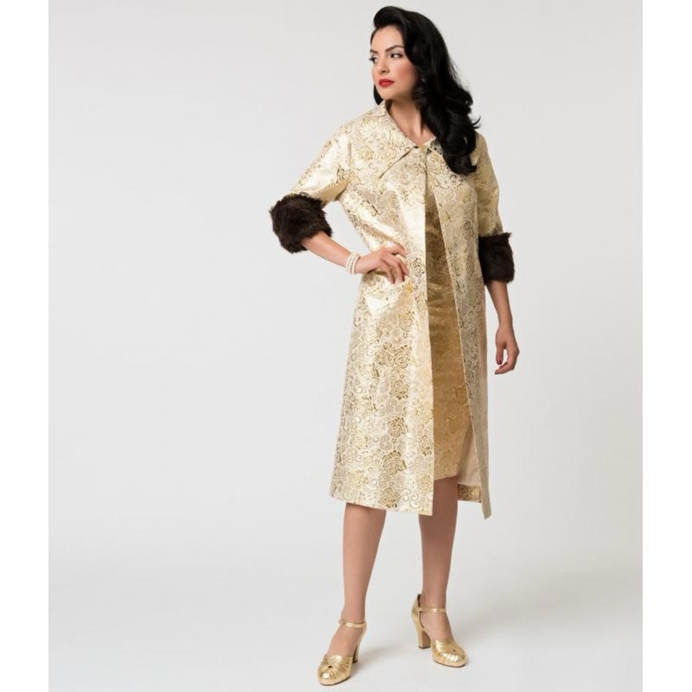 Unique Vintage Gold Barbie Coat XS NWT